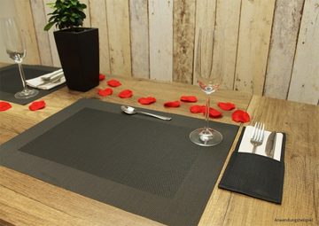 Platzset, Tischset BORDA 8er schwarz Tischunterlage als Tischdeko, matches21 HOME & HOBBY, (8-St), modernes Esstisch Platzdeckchen als abwaschbarer Tischuntersetzer