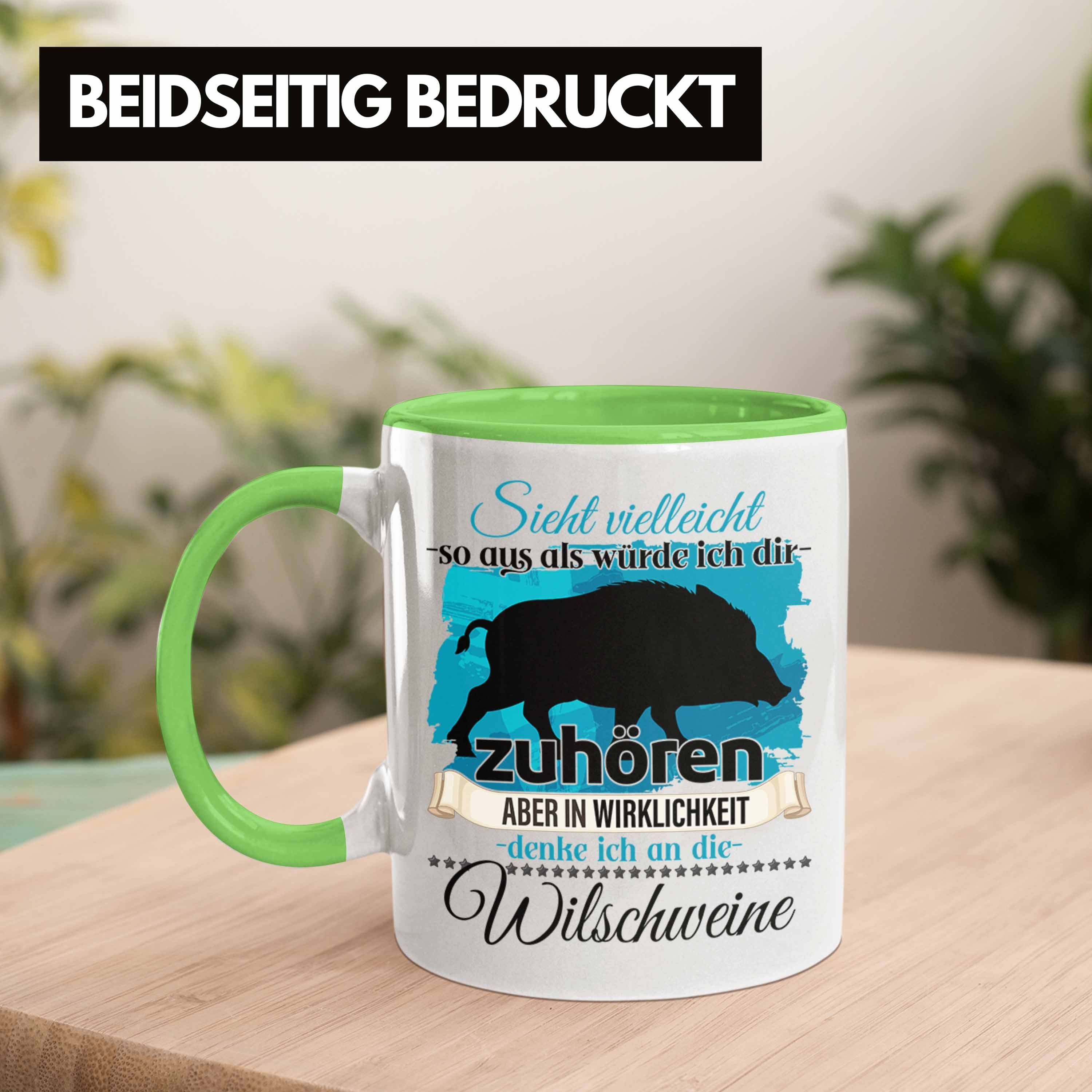 Jäger Geschenkidee Trendation Geschenk Wildschwein Tasse Grün L Tasse Liebhaber Trendation -