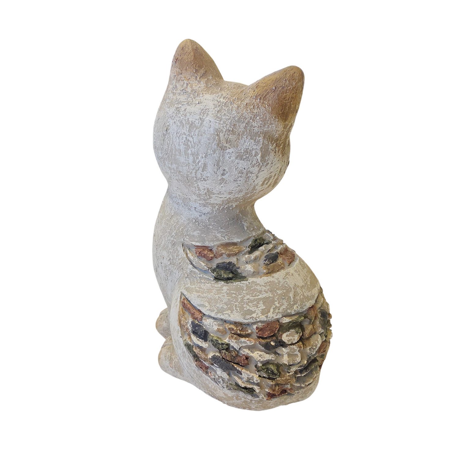 Macosa Home Dekofigur Katze 21 cm Grau Beige Katzenfigur Polyresin (1 St., Tierfigur modern Kätzchen), Deko Figur Dekokatze Gartendeko – Bild 4 von 4
