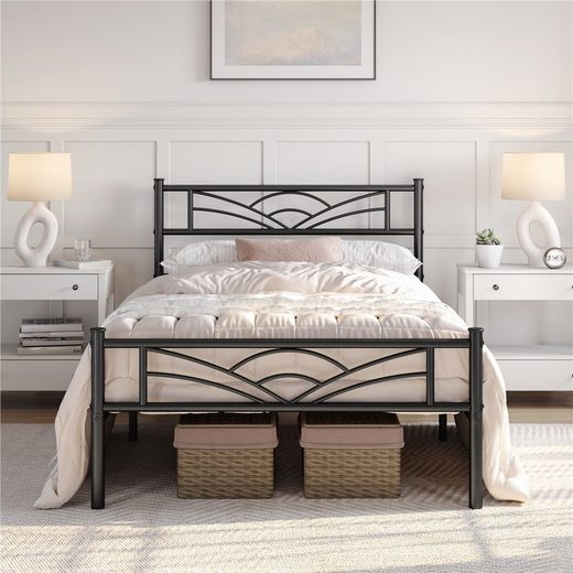 YAHEETECH Bettgestell Metallbett 90x190 cm Schwarz