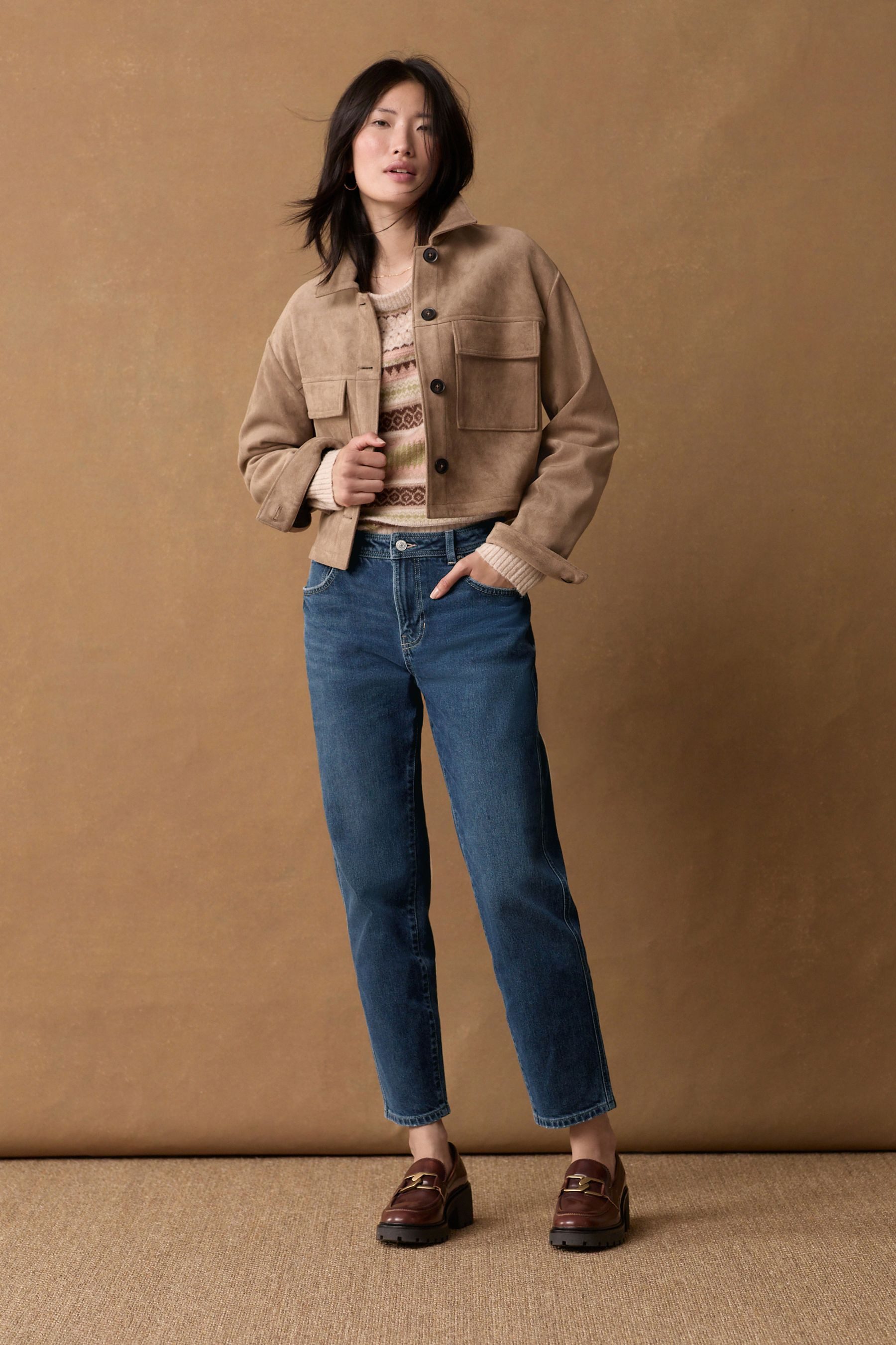 Next Mom-Jeans Mom Jeans mit Komfort-Stretch, Kurzgröße (1-tlg)