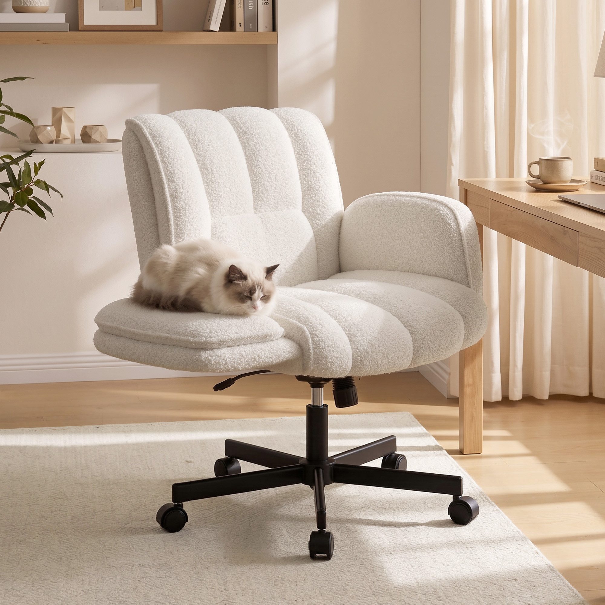 HawthyHome Bürostuhl Ergonomischer mit klappbaren Armlehnen (1 St), Breiter Schreibtischstuhl & Drehstuhl für Schneidersitz