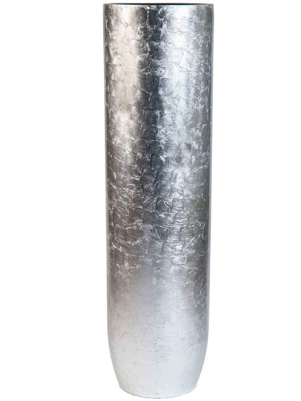 VIVANNO Bodenvase Fiberglas SOLERIO Rund - Blattsilber Blattoptik Hochglanz (1 St), 33x120 cm