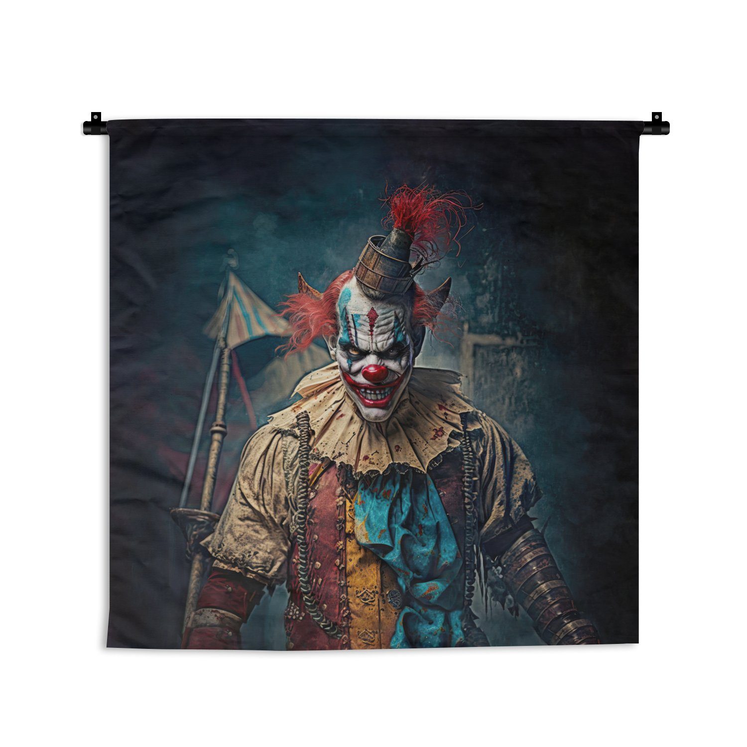 MuchoWow Wanddekoobjekt Clown - Horror - Kleidung - Porträt, Wanddeko für Wohnzimmer, Schlafzimmer, Kleid, Wandbehang, Kinderzimmer