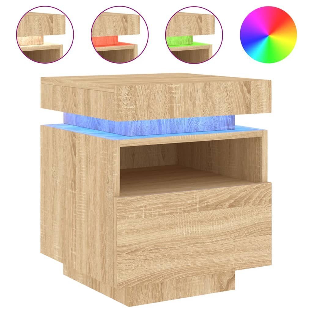 Nachttisch Nachttisch mit LED Leuchten Sonoma Eiche 40x39x48,5 cm Nachtschrank Be