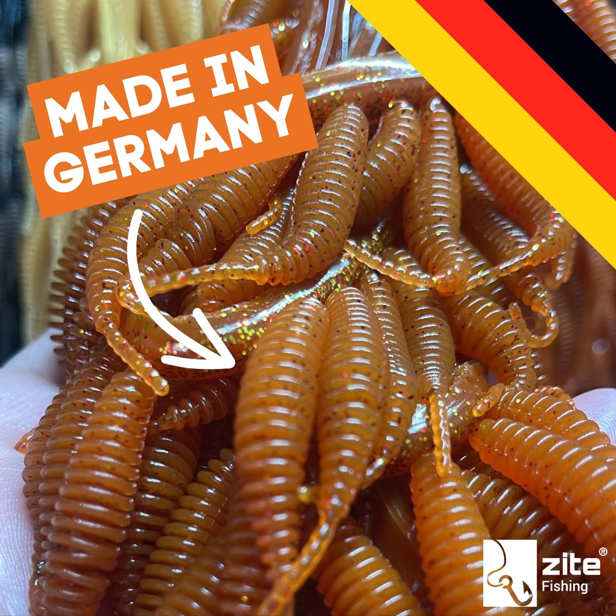 Zite Kunstköder Biggle Worm 6,5 cm 8 Stück - Lamellenwurm fürs UL-Angeln - Gummiköder