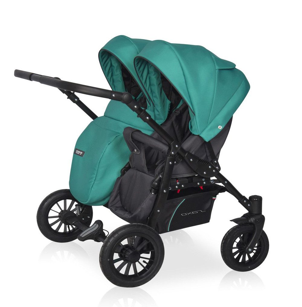 babies-on-wheels Zwillings-Kombikinderwagen Riko 5 in 1 inkl. Sportsitze, Autositze und Iso Bases in 5 Farben