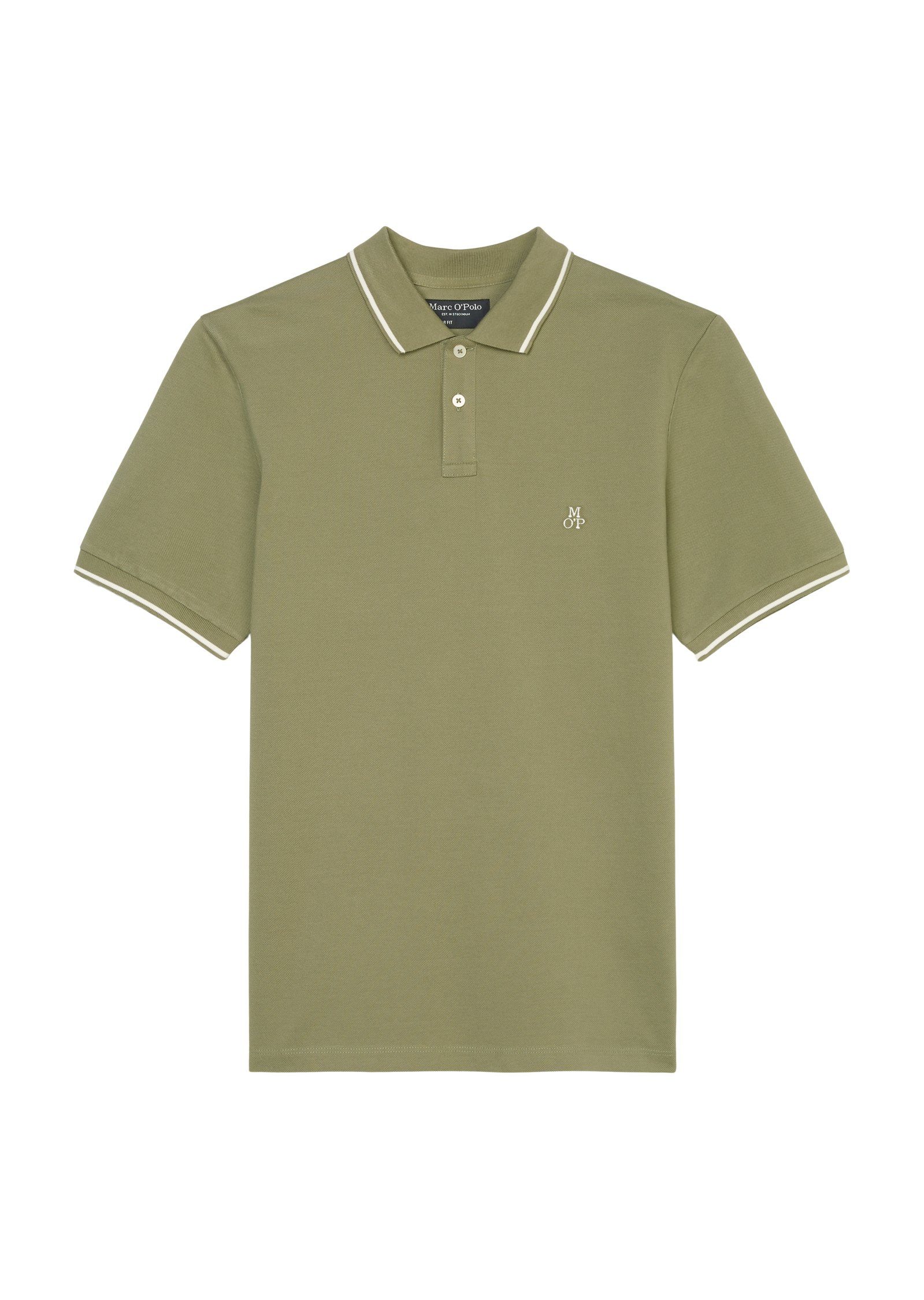 Marc O'Polo Poloshirt Polo Logostickerei at side, shirt, olive slits mit chest on sleeve, embroidery short