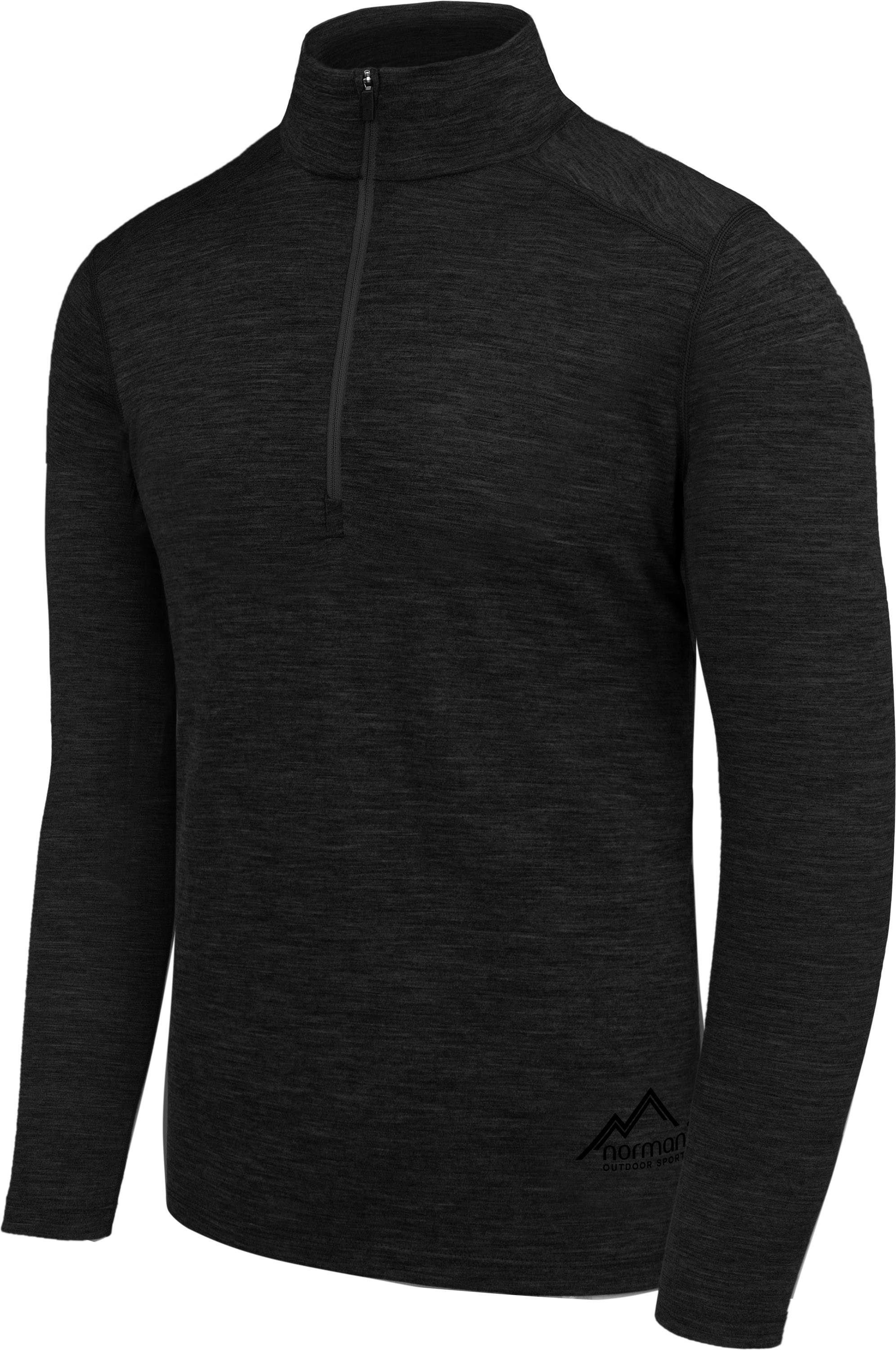 normani Langarmshirt Herren Merino Langarm mit 1/4 Zipper Canberra Merino Winter Outdoor Ski Pullover - Aus Merinowolle – Bild 2 von 5