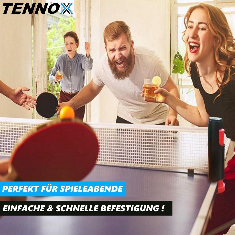 Tisch, tragbar Tischtennisnetz TENNOX Netzgarnitur & Ping Indoor für jeden Outdoor ausziehbares MAVURA Netz Pong Tischtennis