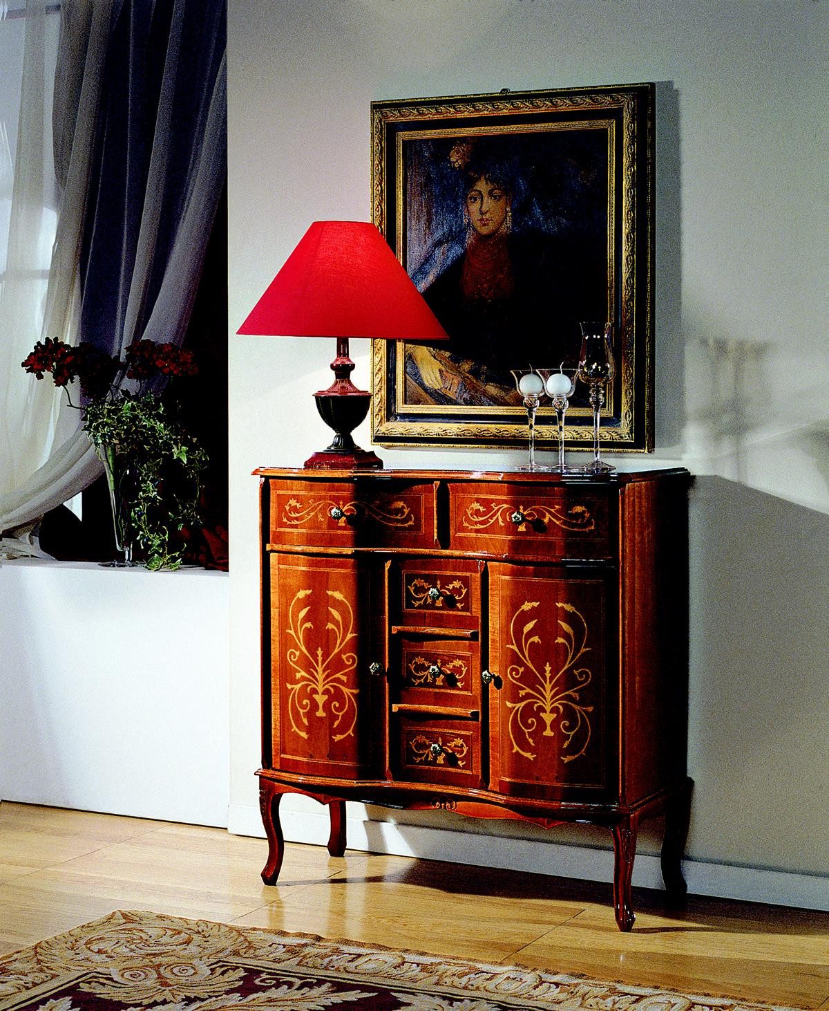 JVmoebel Kommode Barocke Holzkommode in edlem Braun von Tarocco Vaccari Group (1 St), Made in Italy