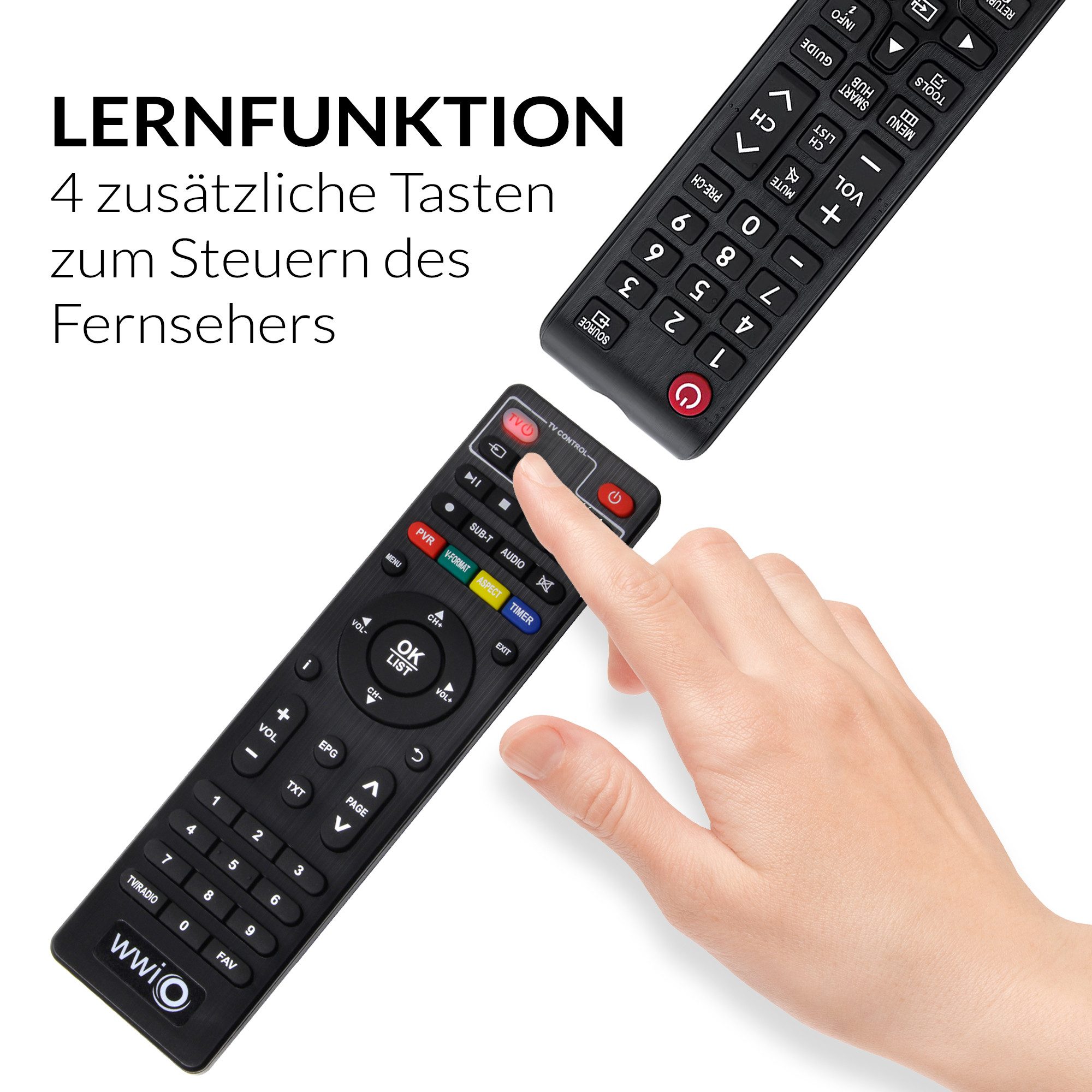WWIO Trinity T2 PRO mit 2 in 1 Fernbedienung, PVR, DVB-T2 HD Receiver (Unterstützt DVB‑T2 HEVC H.265 mit PVR‑ und Timeshift‑Funktion)