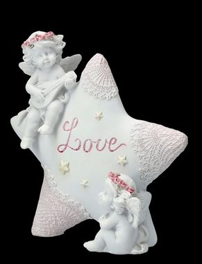 Figuren Shop GmbH Dekofigur Engel Figur - Putten mit Stern "Love" - Dekoration Cherub Dekofigur