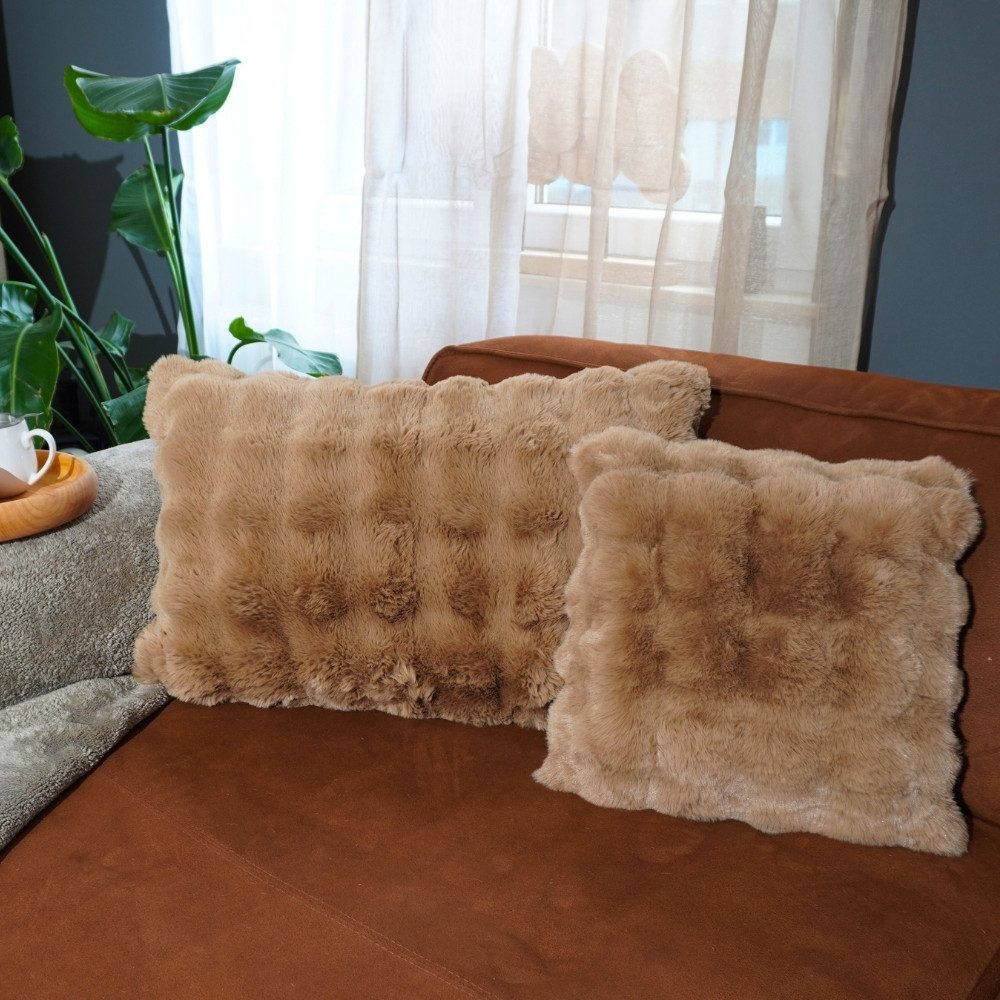 REALLaxx Fellkissen Kaninfell Bubble, 45x45 / 50x70cm Dekokissen weiches Ku günstig online kaufen