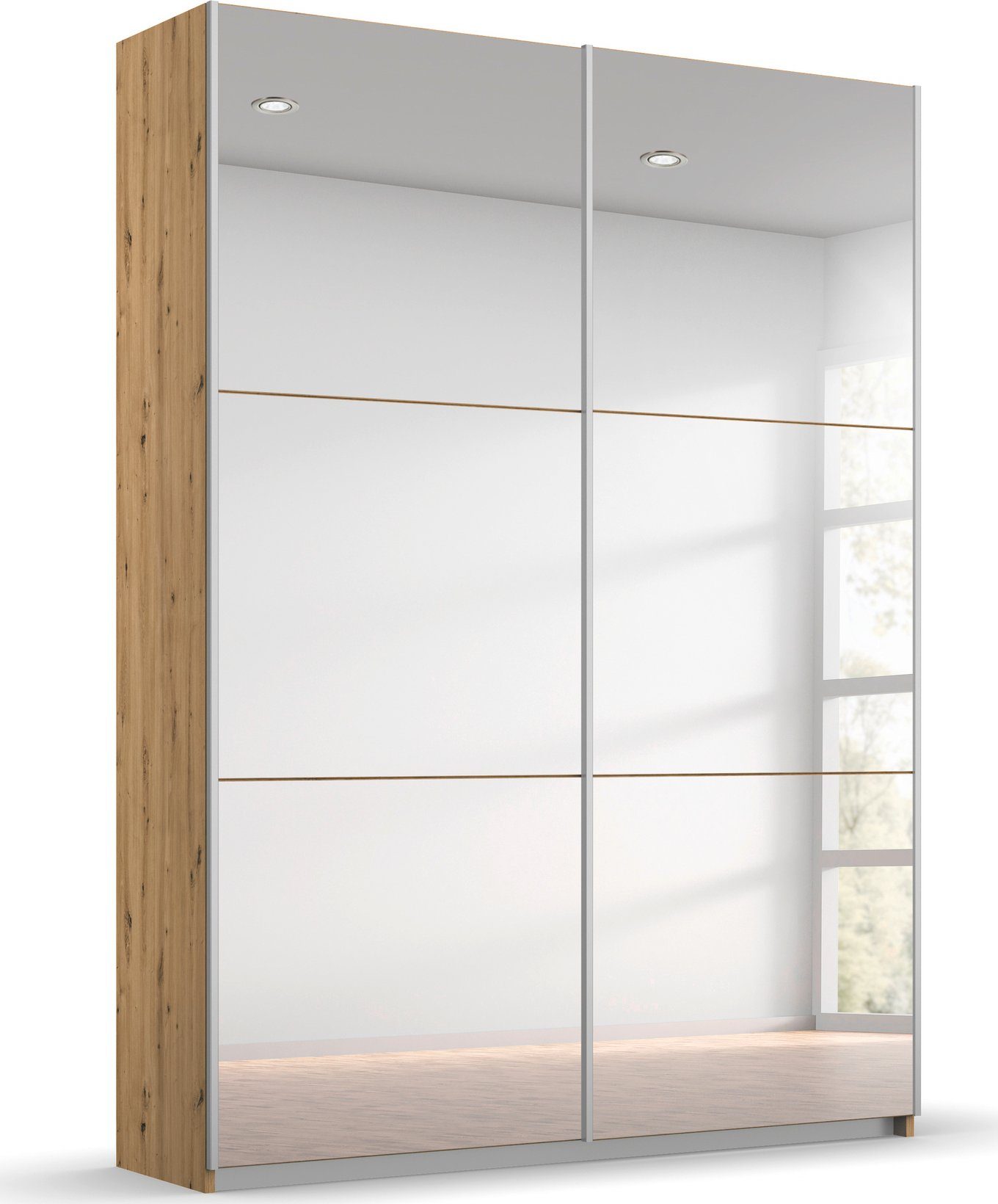 rauch Schwebetürenschrank Kleiderschrank Schrank Garderobe REFLECT inkl. praktischer Innenausstattung mit 2 Stoffboxen MADE IN GERMANY
