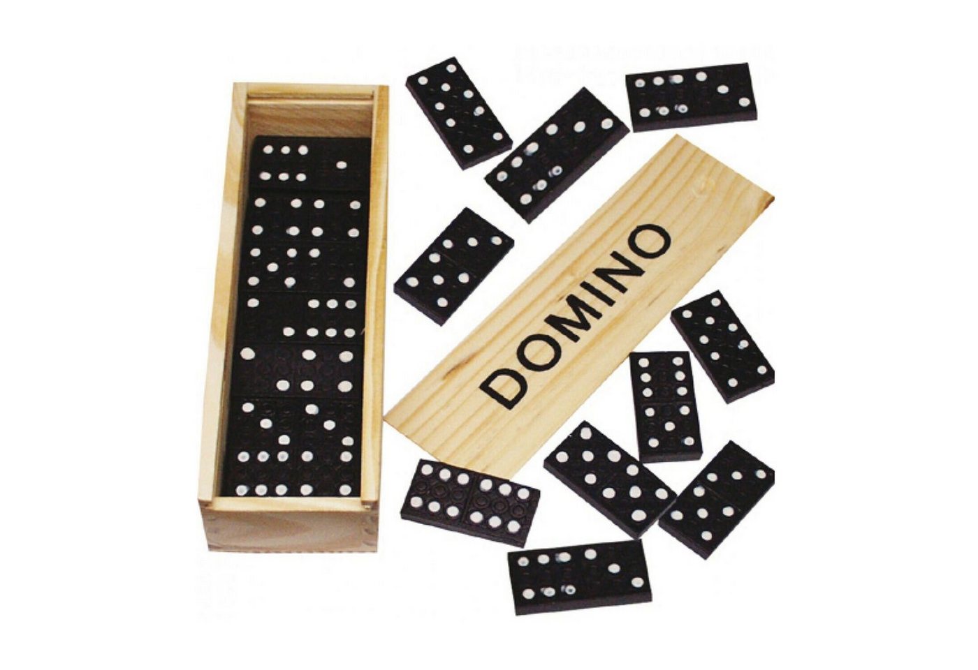 Osma Spielesammlung Domino Steine Dominospiel Dominosteine Holzbox, Gesellschaftsspiel, 28 Steine