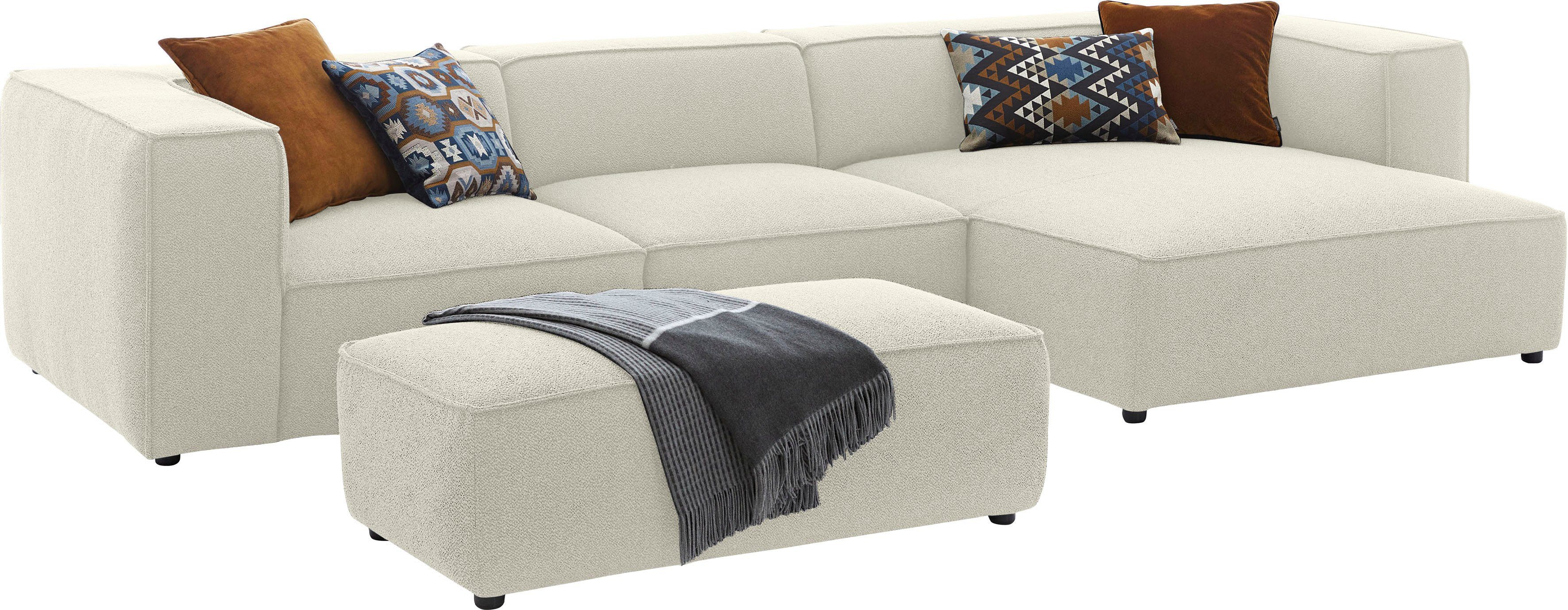 Breite 341 Ecksofa eleganter Federkern, mit Biese, W.SCHILLIG around-the-block, cm mit