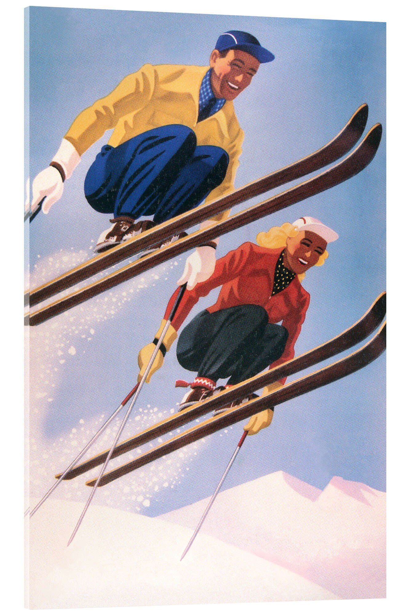 Posterlounge Acrylglasbild Vintage Ski Collection, Skispringer, Vintage Illustration