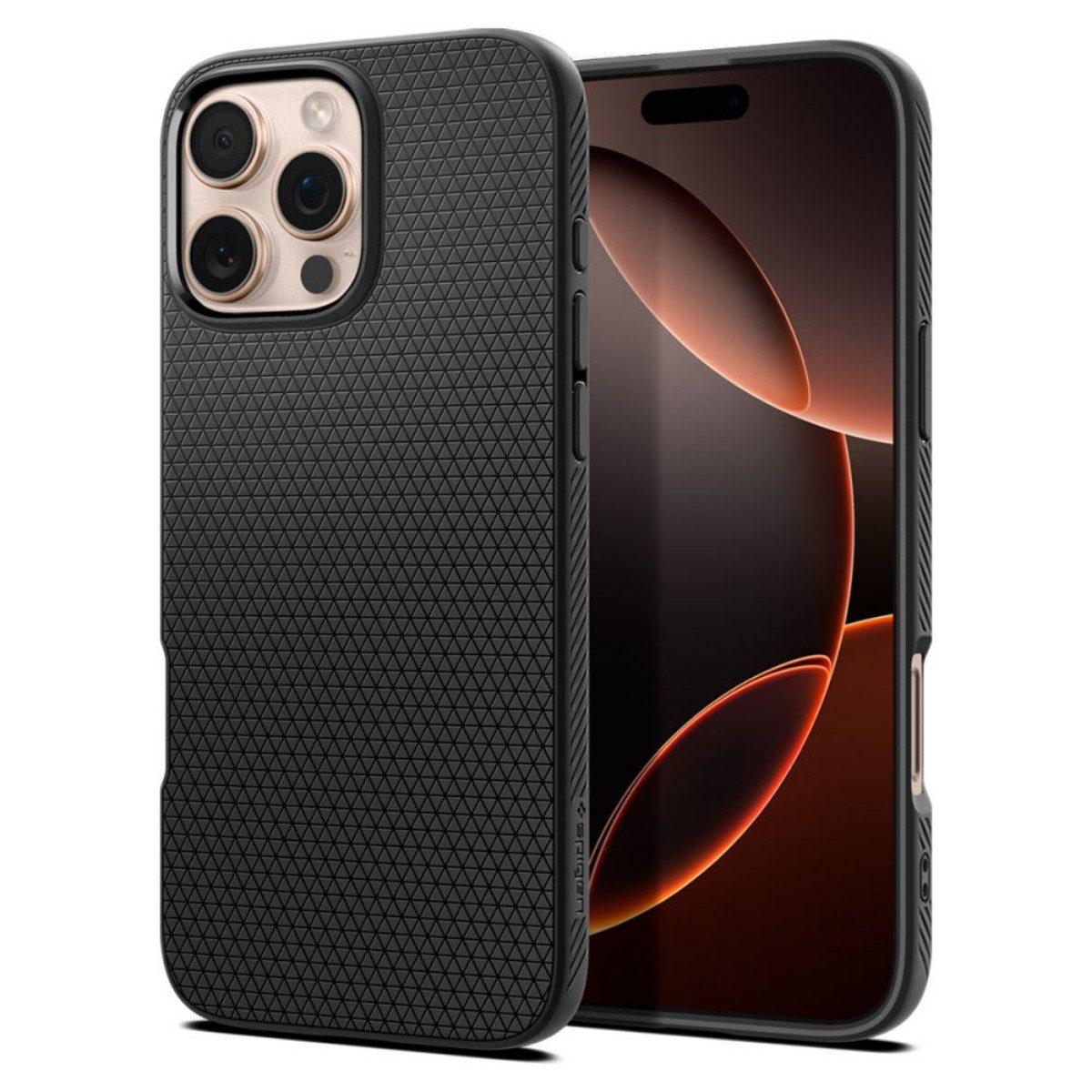 Spigen Handyhülle Liquid Air Schwarz Kompatibel mit iPhone 16 Pro Max 6,9, Mattes Design mit griffiger Struktur für sicheren Halt