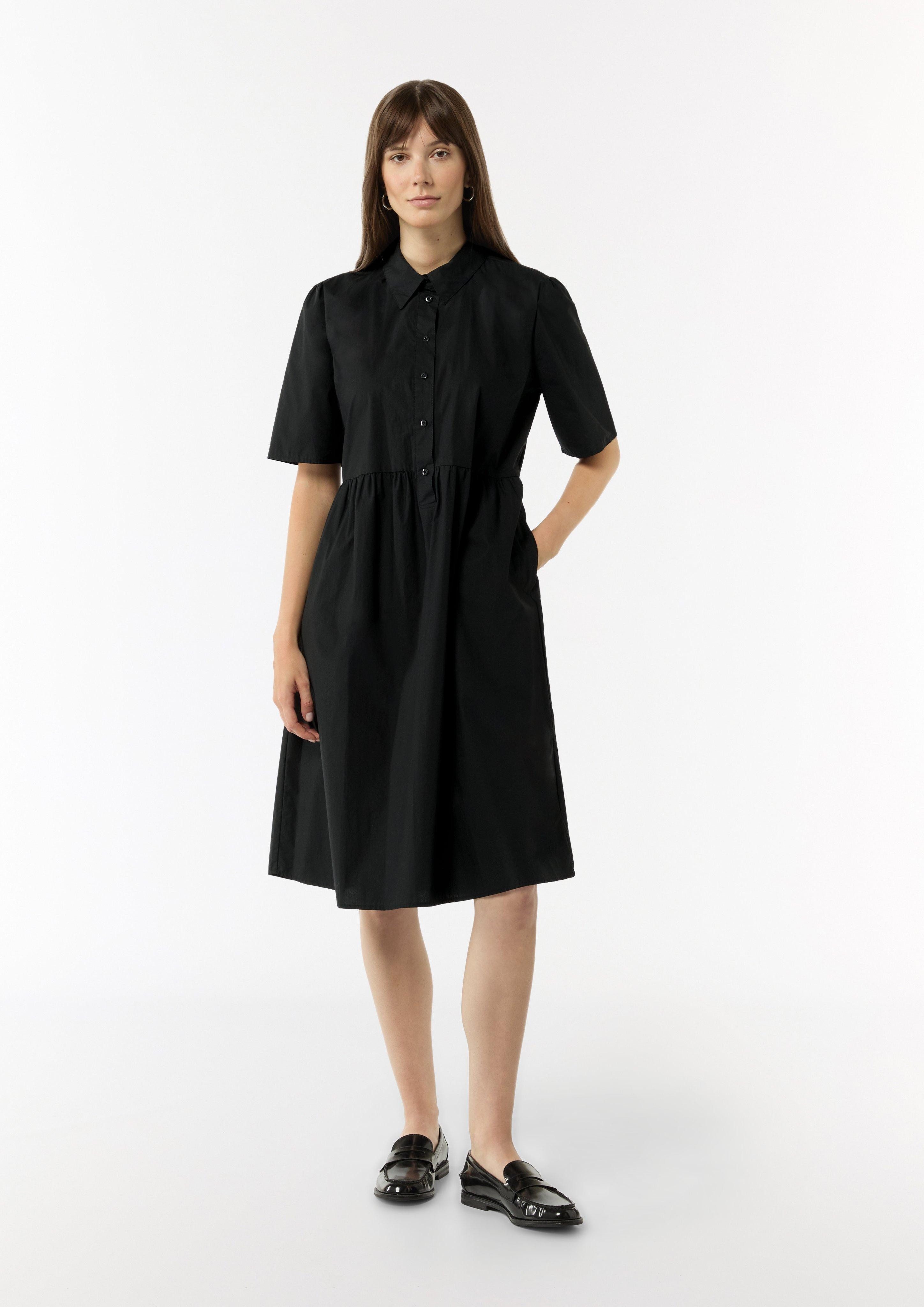 Maxikleid Baumwoll-Kleid mit Hemdkragen und Knopfleiste