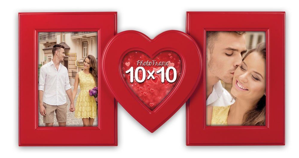 10x15 Hochzeit 1 Bilderrahmen & 10x10 matches21 Holzrahmen & Stk Herzrahmen HOBBY St), (1 HOME cm rot, Bilderrahmen