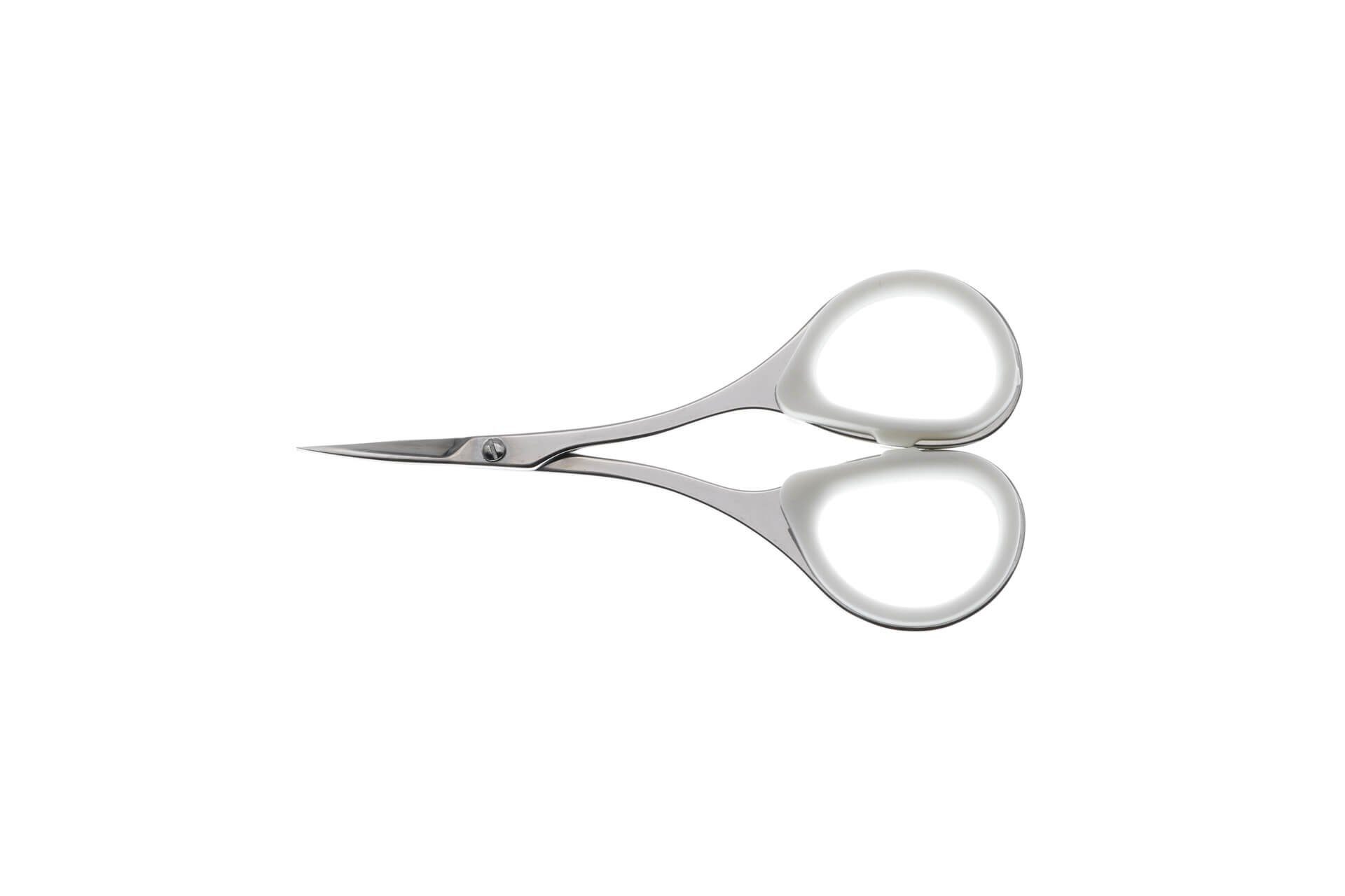 Seki EDGE Augenbrauenschere SS-903, Made in Japan, 90mm, Gebogene Kosmetikschere für Gesichtshaare, Soft-Touch-Ringe