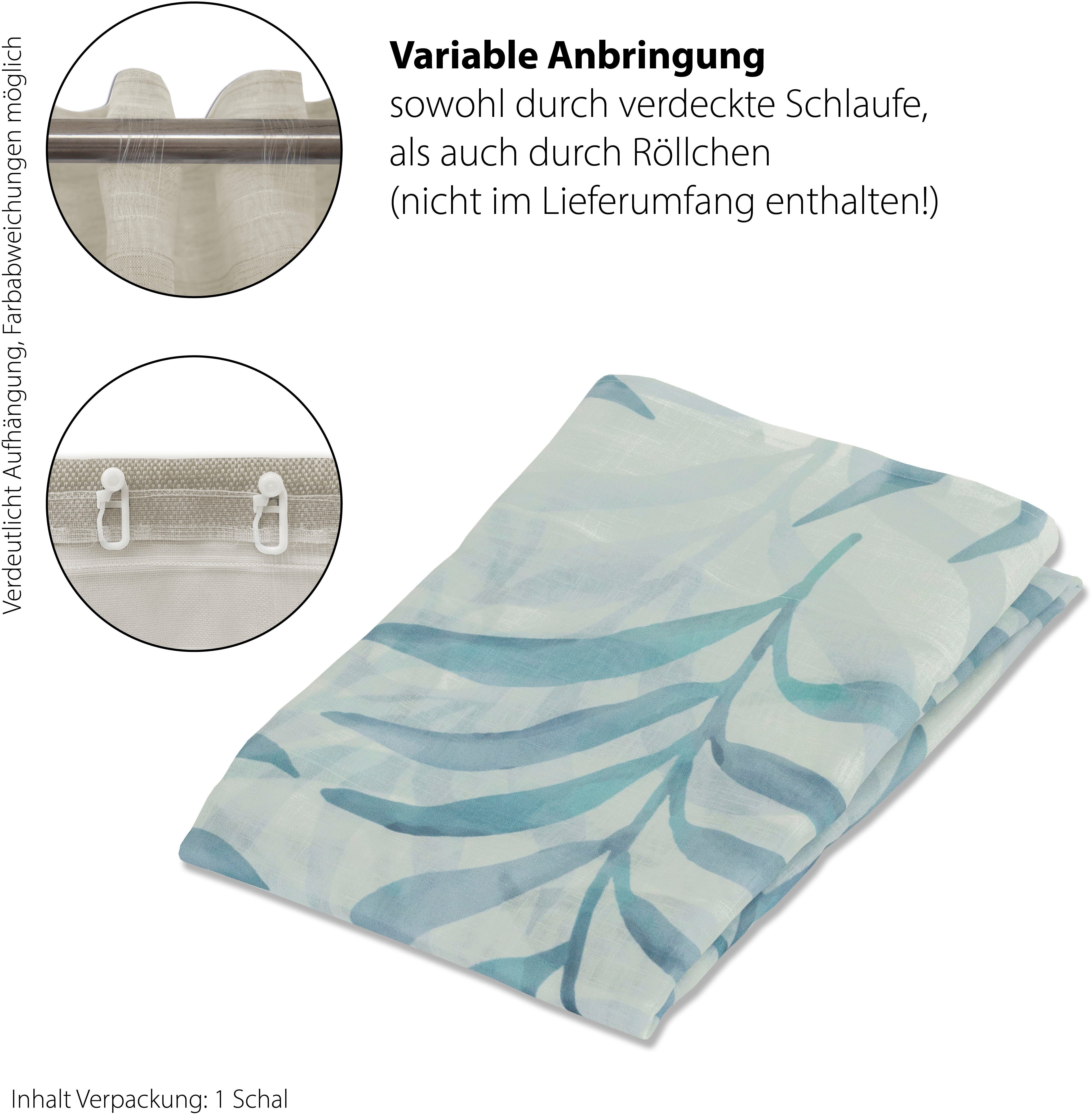 St), halbtransparent, blau Gardine floral, Organza, transparent, (1 Schlaufen Blumen, HOMING, Wohnzimmer, Soma, verdeckte Schlafzimmer