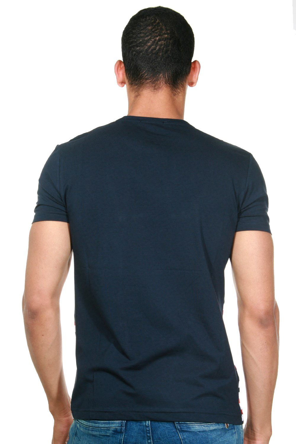 FIOCEO blau/schwarz Rundhalsshirt
