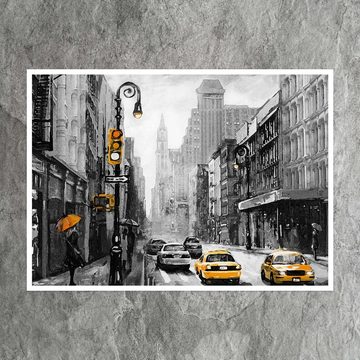 wandmotiv24 Poster New York, Gemälde, Straße, Schwarz & Weiss (1 St), Wandbild, Wanddeko, Poster in versch. Größen