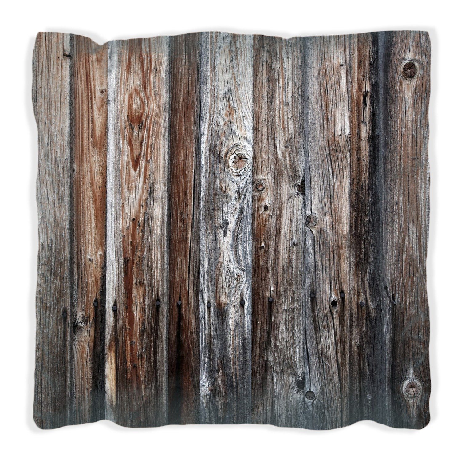 Wallario Dekokissen Alte Holzwand - Holzplanken in grau und braun, handgenäht