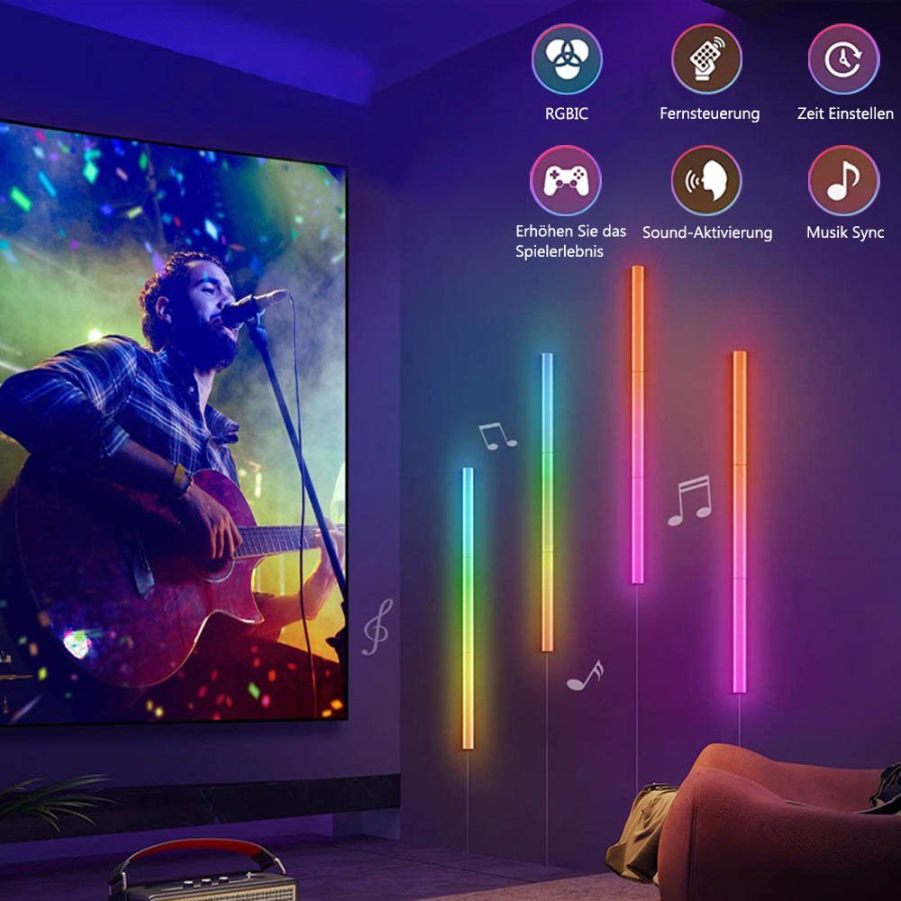 Rosnek LED Wandleuchte Smart, Schlafzimmer Spielzimmer, Fernbedienung, Bluetooth, Ambiente-Wandleuchten, RGB, App LED-Lichtleisten RGB, für und Musiksyn
