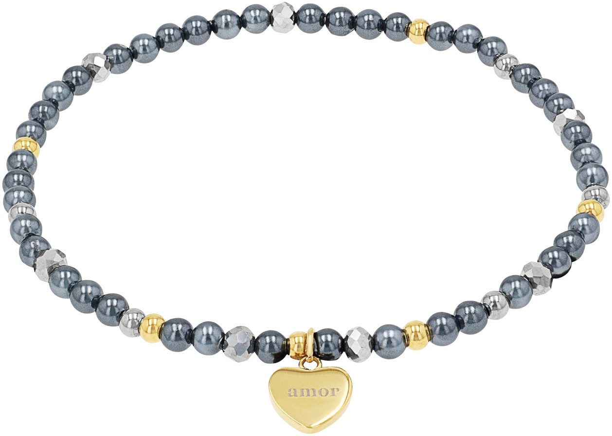 Amor Armband Herz, mit Hämatit - mit Muschelkernperle