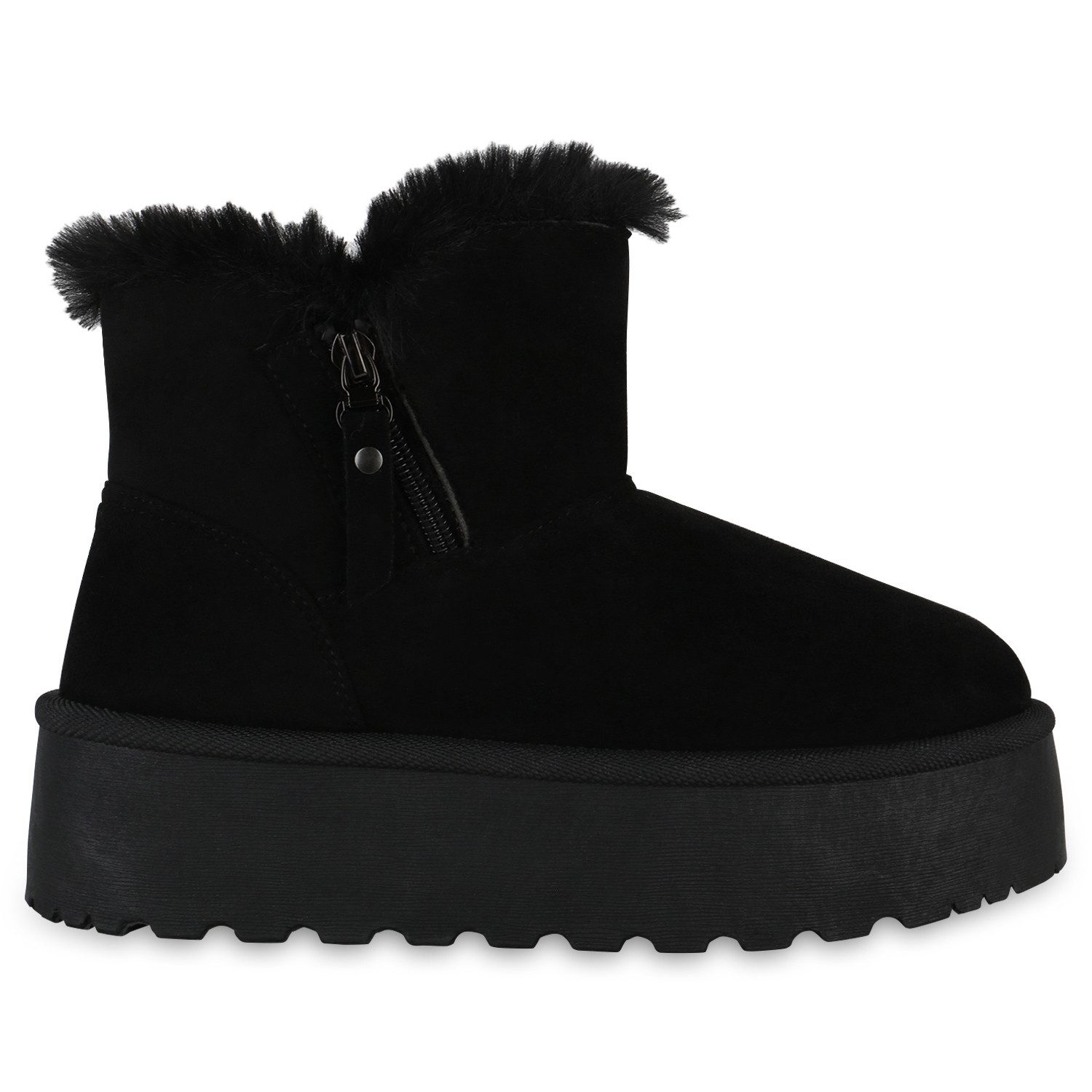 VAN HILL 840870 Winterstiefelette Damen Stiefeletten Winter Boots mit Kunstfell und Plateau – Bild 2 von 4