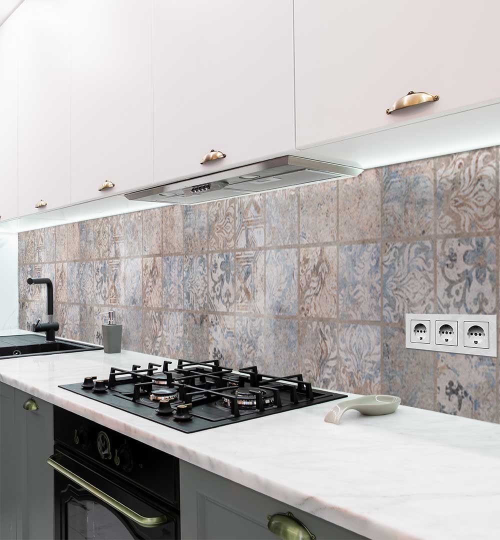 MyMaxxi Küchenrückwand Küchenrückwand selbstklebend Verwaschenes Retro Mosaik Spritzschutz, (Klebefolie passend geschnitten und gerollt B 340 cm x H 60 cm), Kup – Bild 2 von 5