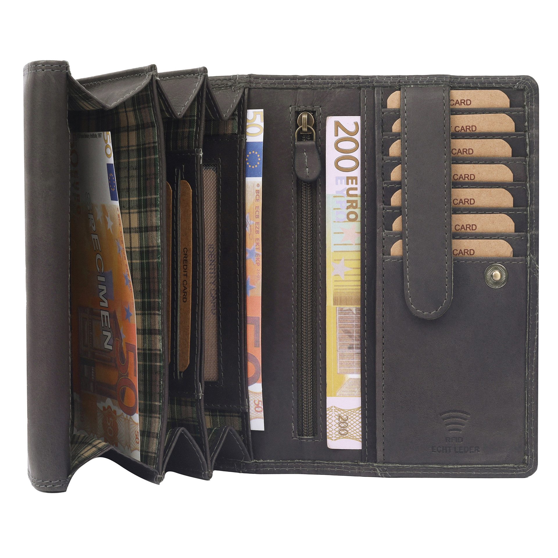 Benthill Geldbörse Damen Echt Leder XL RFID Portemonnaie Portmonee viele Ka günstig online kaufen