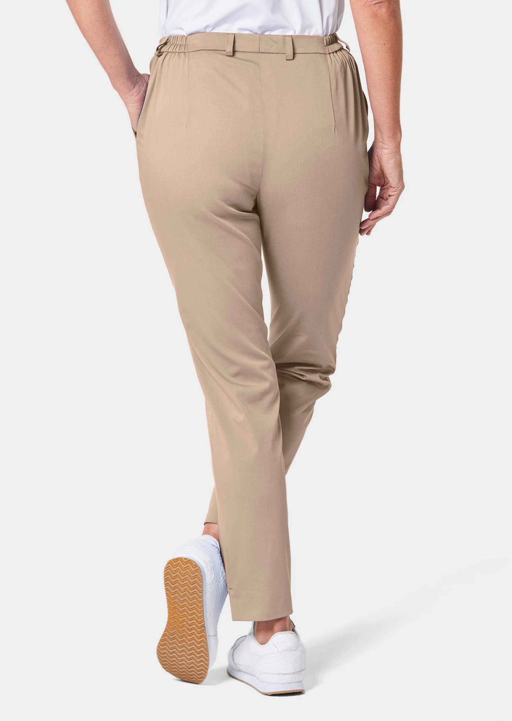 GOLDNER Stoffhose Satin-Hose Anna mit Bionic Finish® Unifarbenes Design mit flexiblem Teildehnbund
