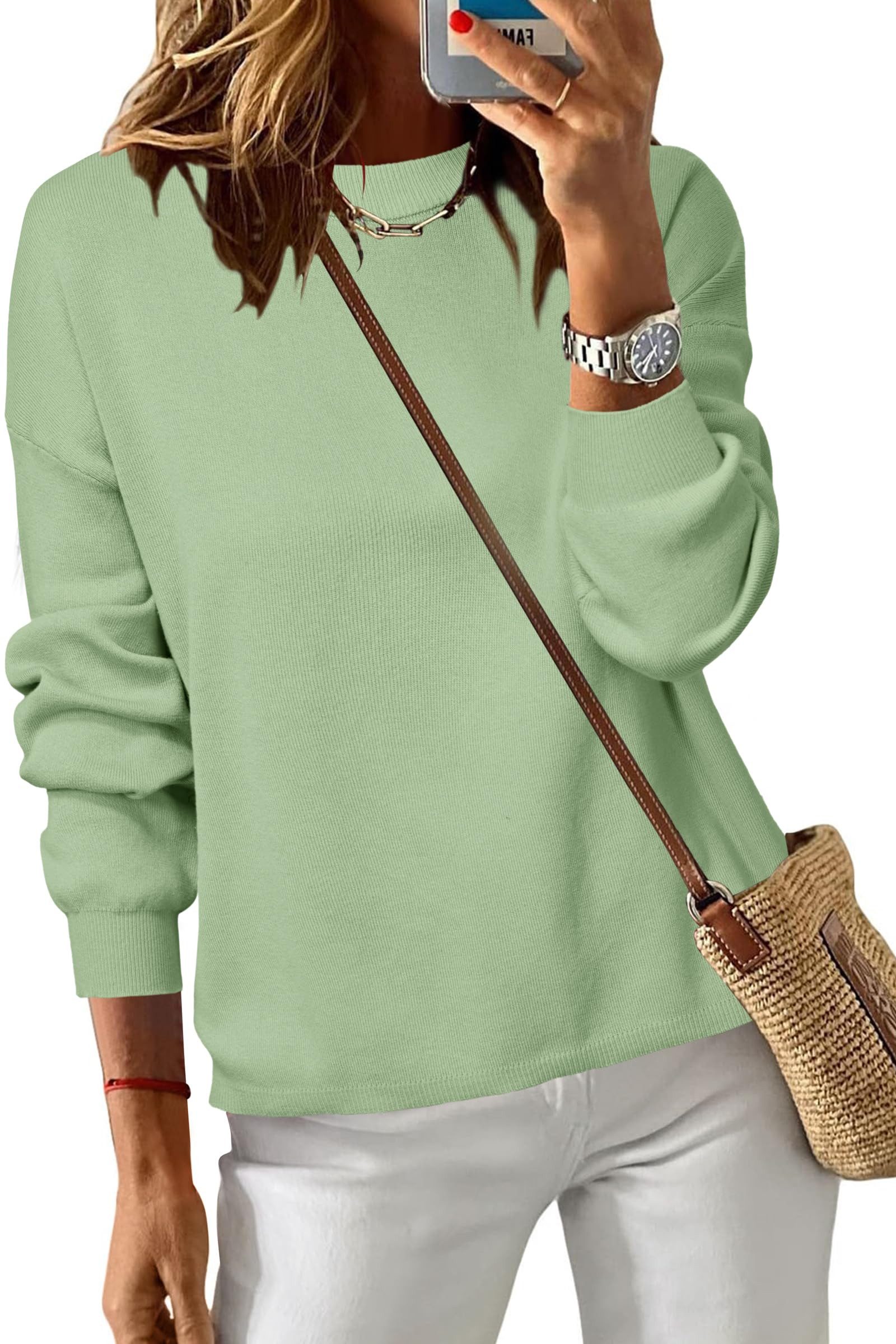 Arach&Cloz Longpullover Arach&Cloz Damen Pullover 100% Baumwolle Rundhalspu günstig online kaufen