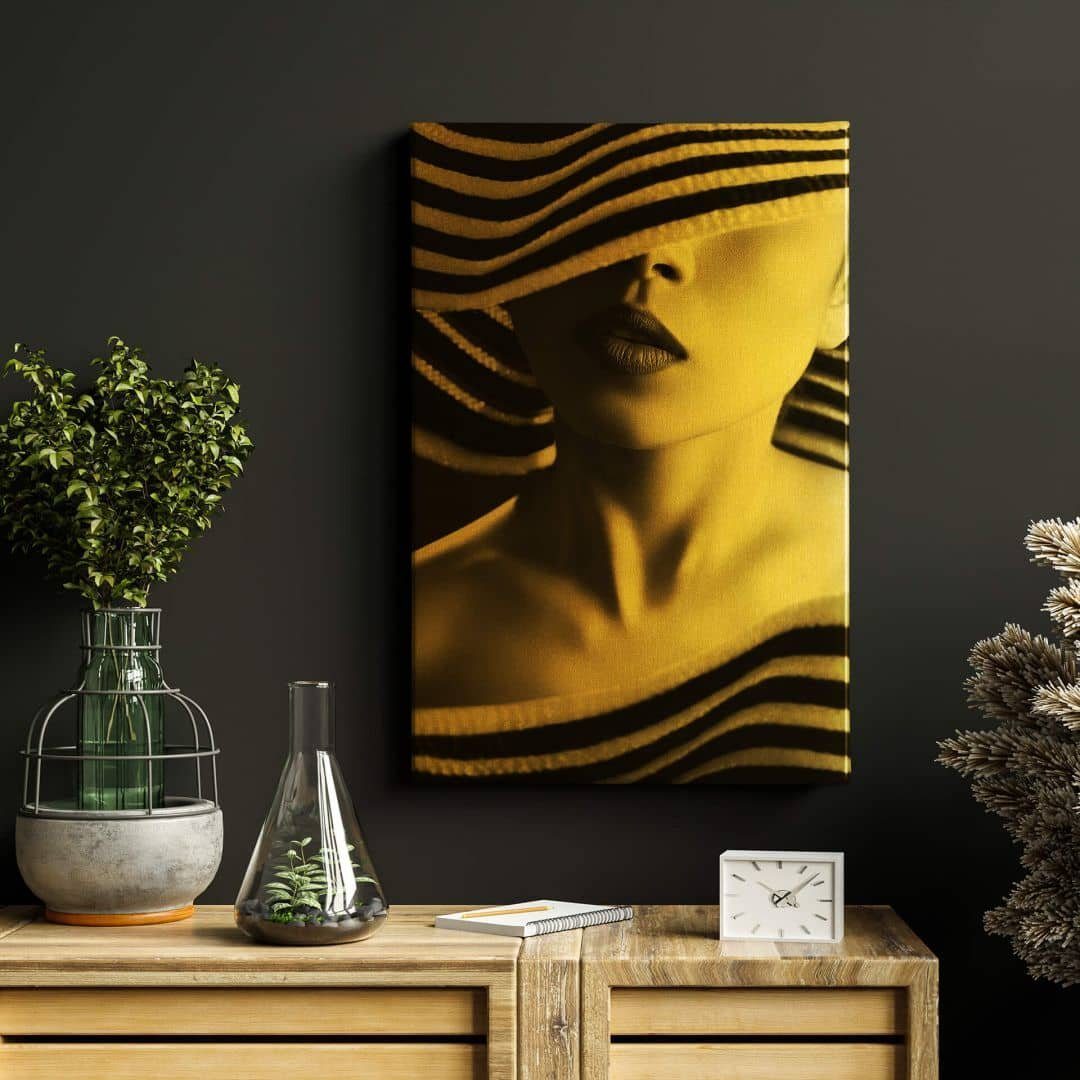 handmade Leinwandbild Leinwandbild Vintage sinnlich Gold Wall K&L Wandbild Belokonov Wohnzimmer Art Gestreift schön,