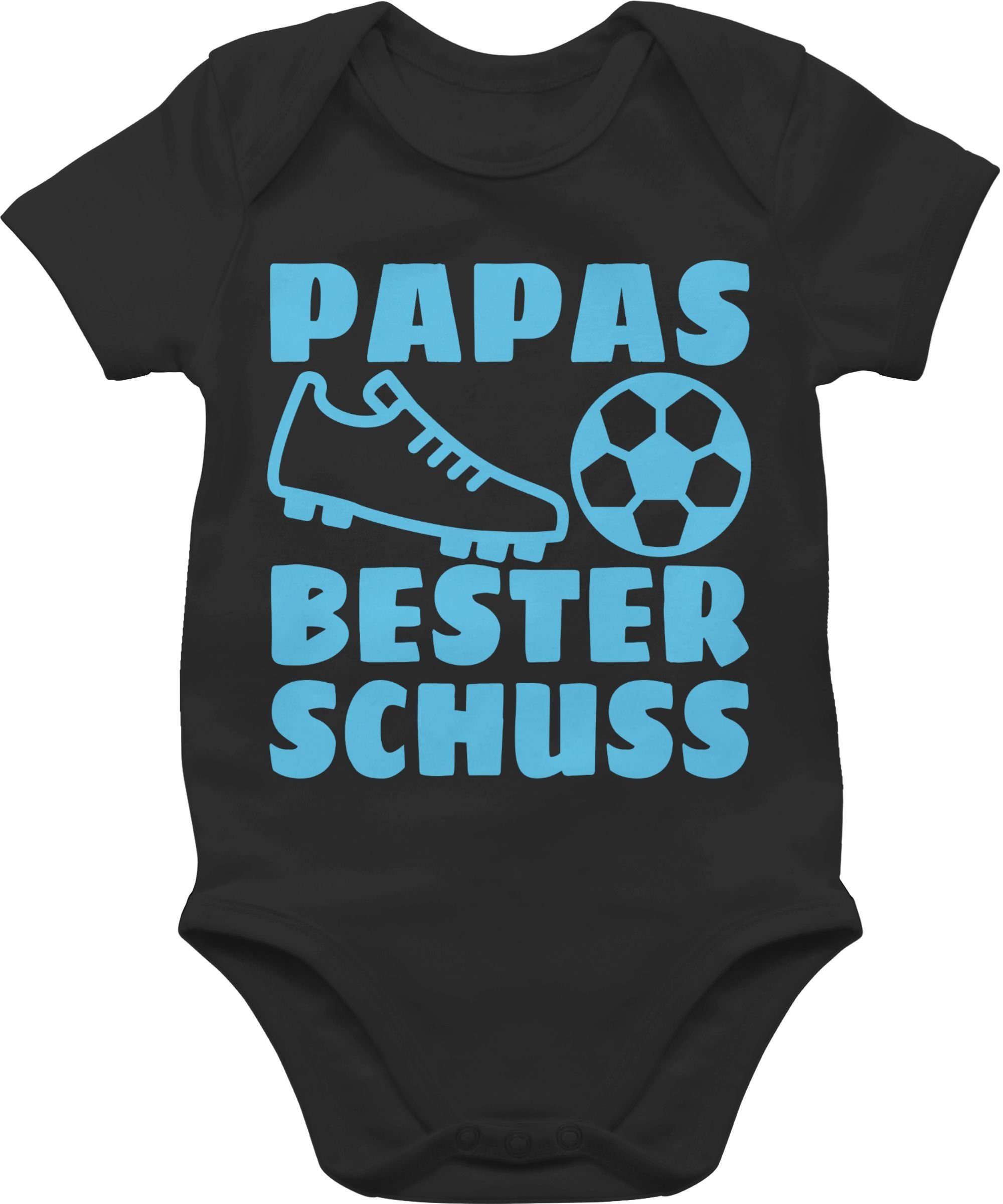 Shirtracer Shirtbody Papas bester Fussball - hellblau Treffer mit Schwarz Baby Vatertag Geschenk 2