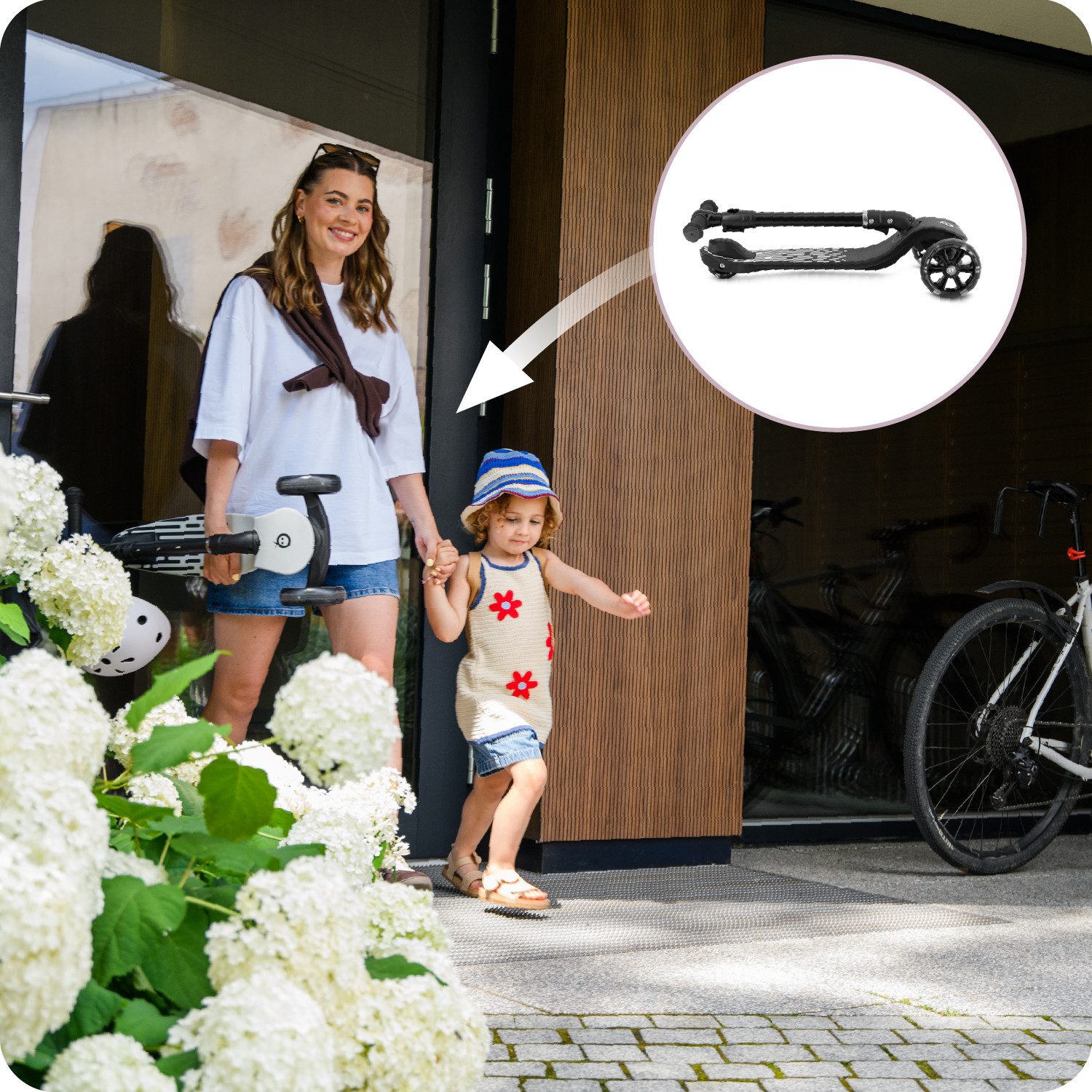 MoMi Dreiradscooter San, 0 km/h, 3-Rad Roller mit LED-Rädern & Klappfunktion