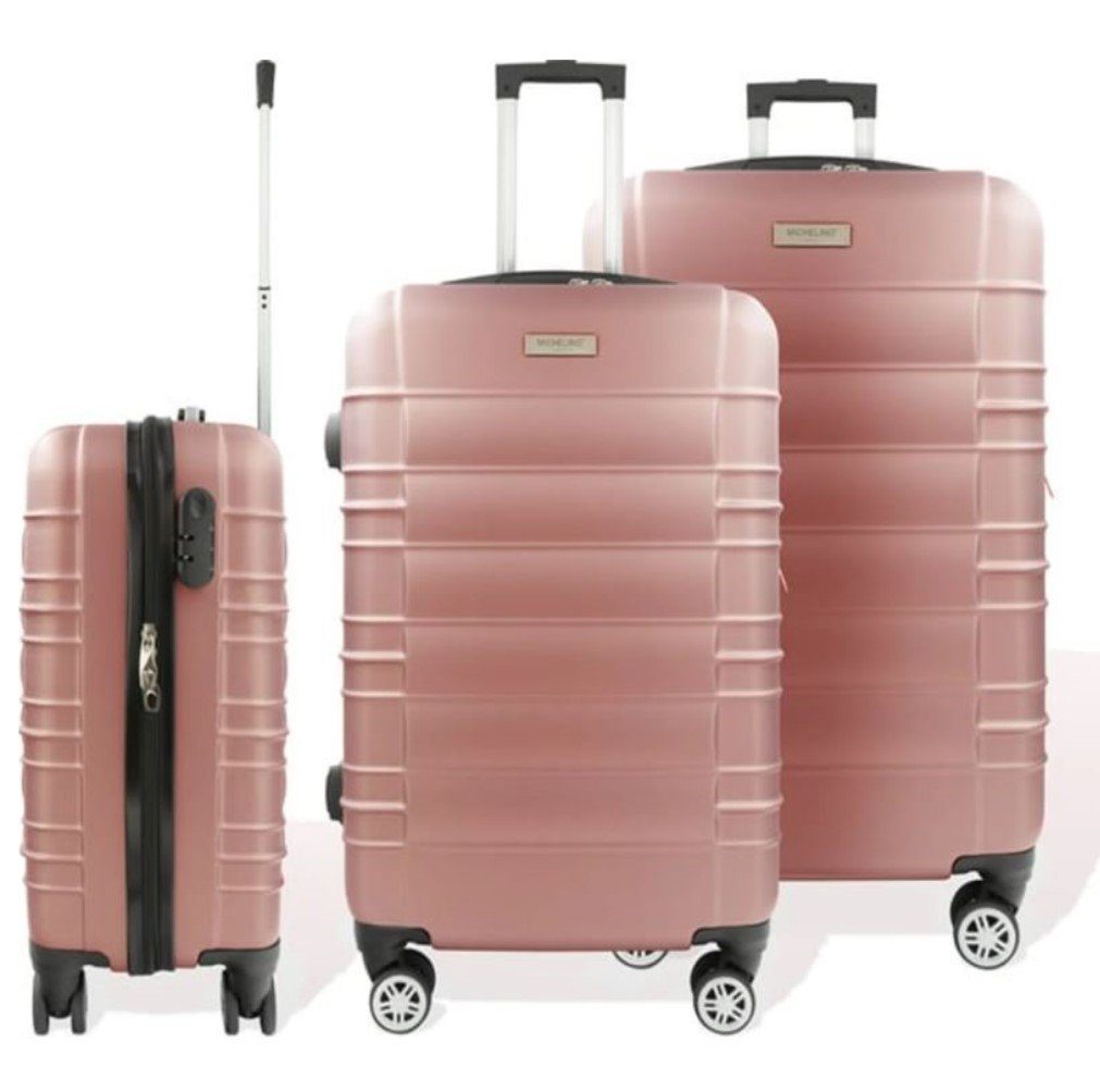 KESSMANN HOFFMANN Kofferset ABS Hartschalen Koffer 3 teilig Set Kofferset Reisekoffer groß, 4 Rollen, (Koffer-Set, 3 tlg., Leichtgewicht Rollkoffer mit 360° Rollen Reisen Urlaub Reisekoffer Set), Trolley Gepäckset Hartschalenkoffer Urlaubskoffer Handgepäck Organizer