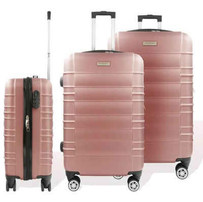 KESSMANN HOFFMANN Kofferset Hartschalenkoffer Set 3 Teilig Kofferset L XL XXL mittel groß Koffer, 4 Rollen, (Koffer-Set, 3 tlg., Leichtgewicht Rollkoffer 360° Rollen Reisen Urlaub Reisekoffer Set), Trolley Gepäckset Hartschalenkoffer Urlaubskoffer Handgepäck Organizer