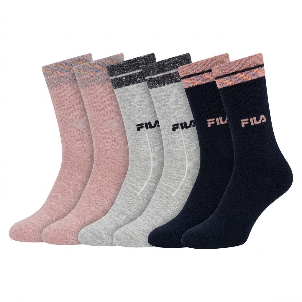 Fila Basicsocken JUNIOR GIRL NORMAL PLAIN SOCKS (6 Paar) mit kontrastfarbigen Details