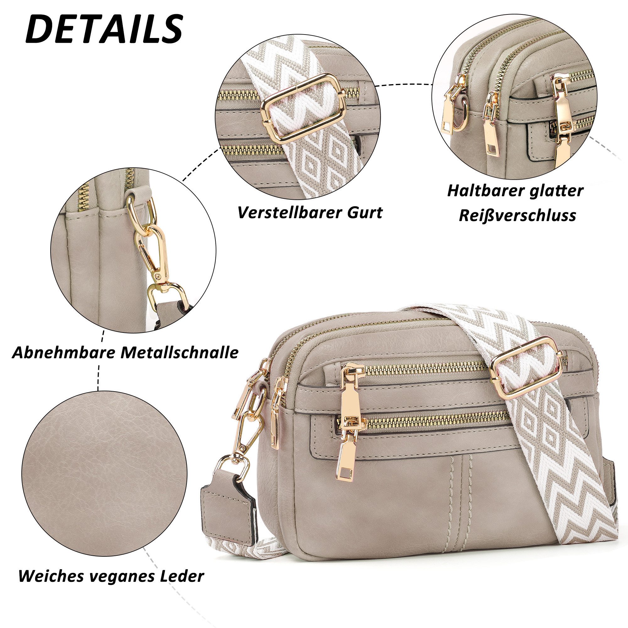 TAN.TOMI Umhängetasche Crossbody Bag Damen Umhängetasche Moderne Taschen Modisch, Vielseitig mit Verstellbarer Schulterriemen