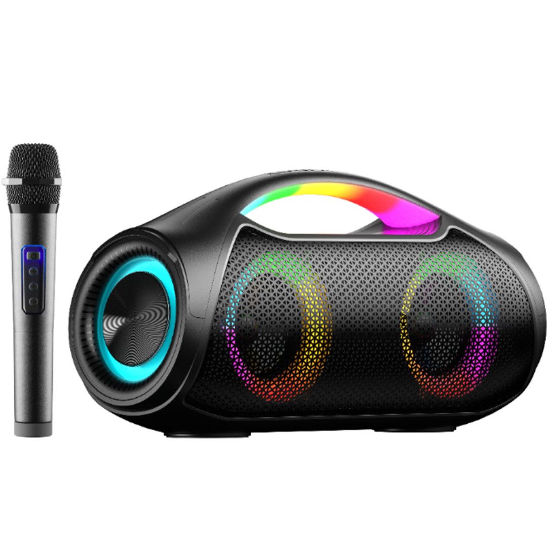 Forrlite Lautsprecher, Party-Lautsprecher, Bluetooth-Lautsprecher Lautsprecher Lautsprecher Tragbarer Karaoke-Party-Lautsprecher mit kabellosem Mikrofon (Bluetooth, Bluetooth 5.1,Spitzenleistung von bis zu 50 W Stereo-Surround-Sound)