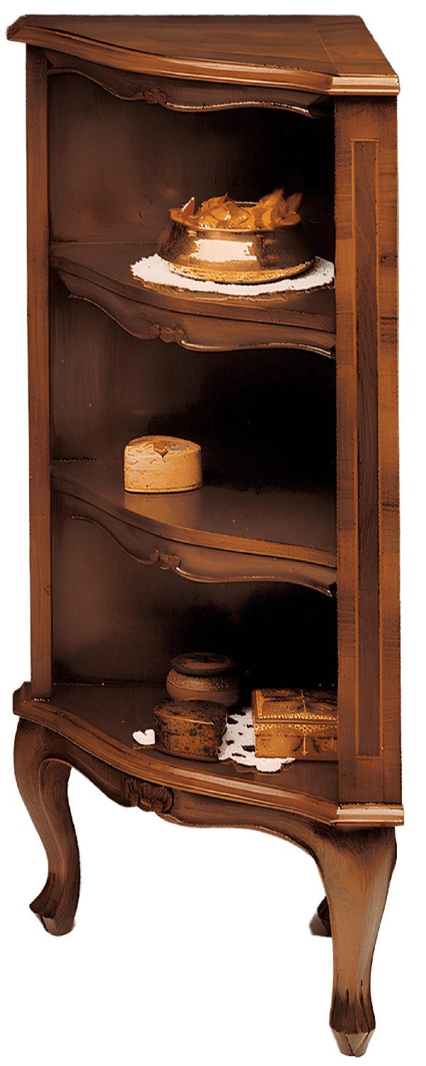 Xlmoebel Eckvitrine Regal für die Ecke - Holzregal für die Wand mit barockem Design (Eckschrank) Hergestellt in Italy