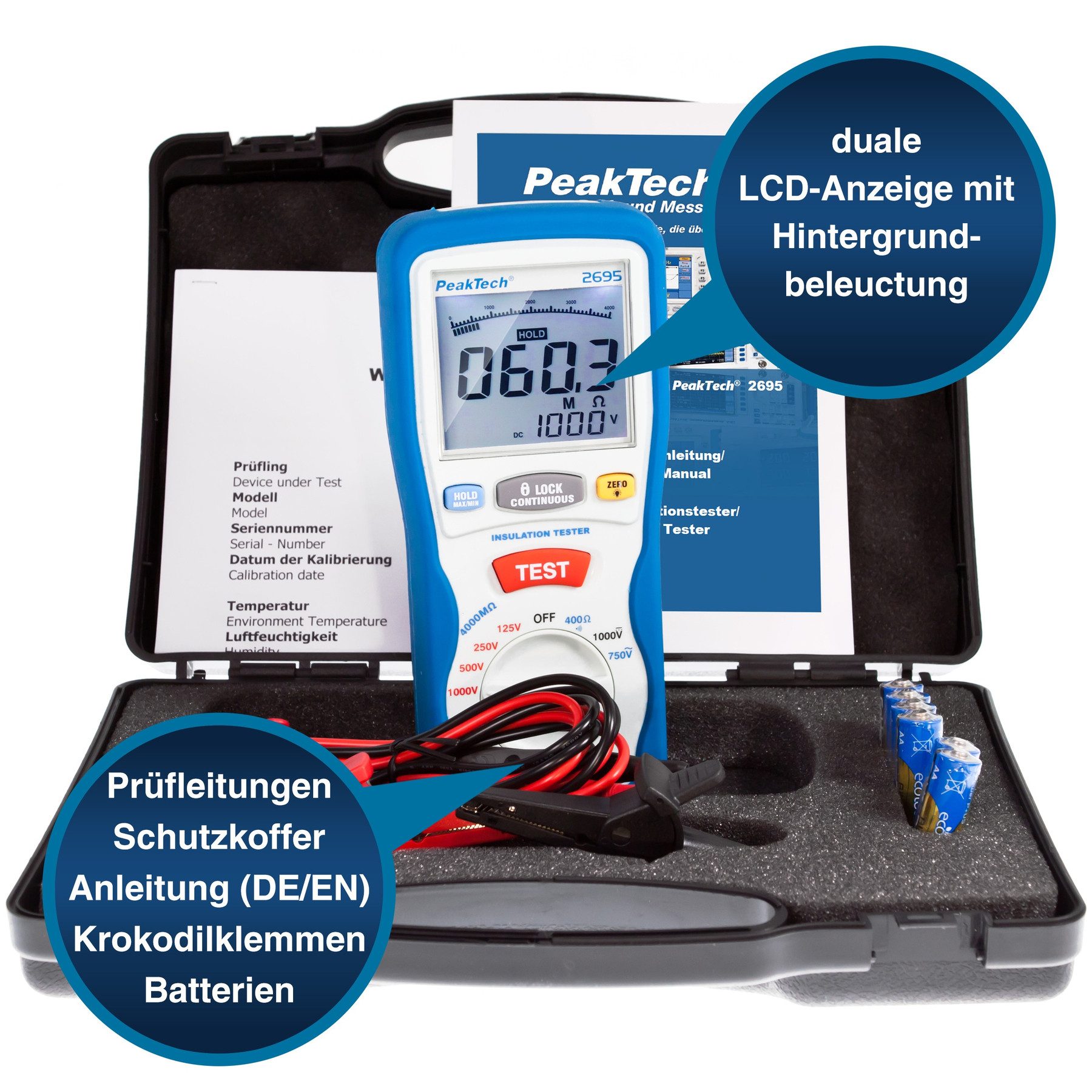 PeakTech Multimeter PEAKTECH Isolationsmessgerät, P 2695