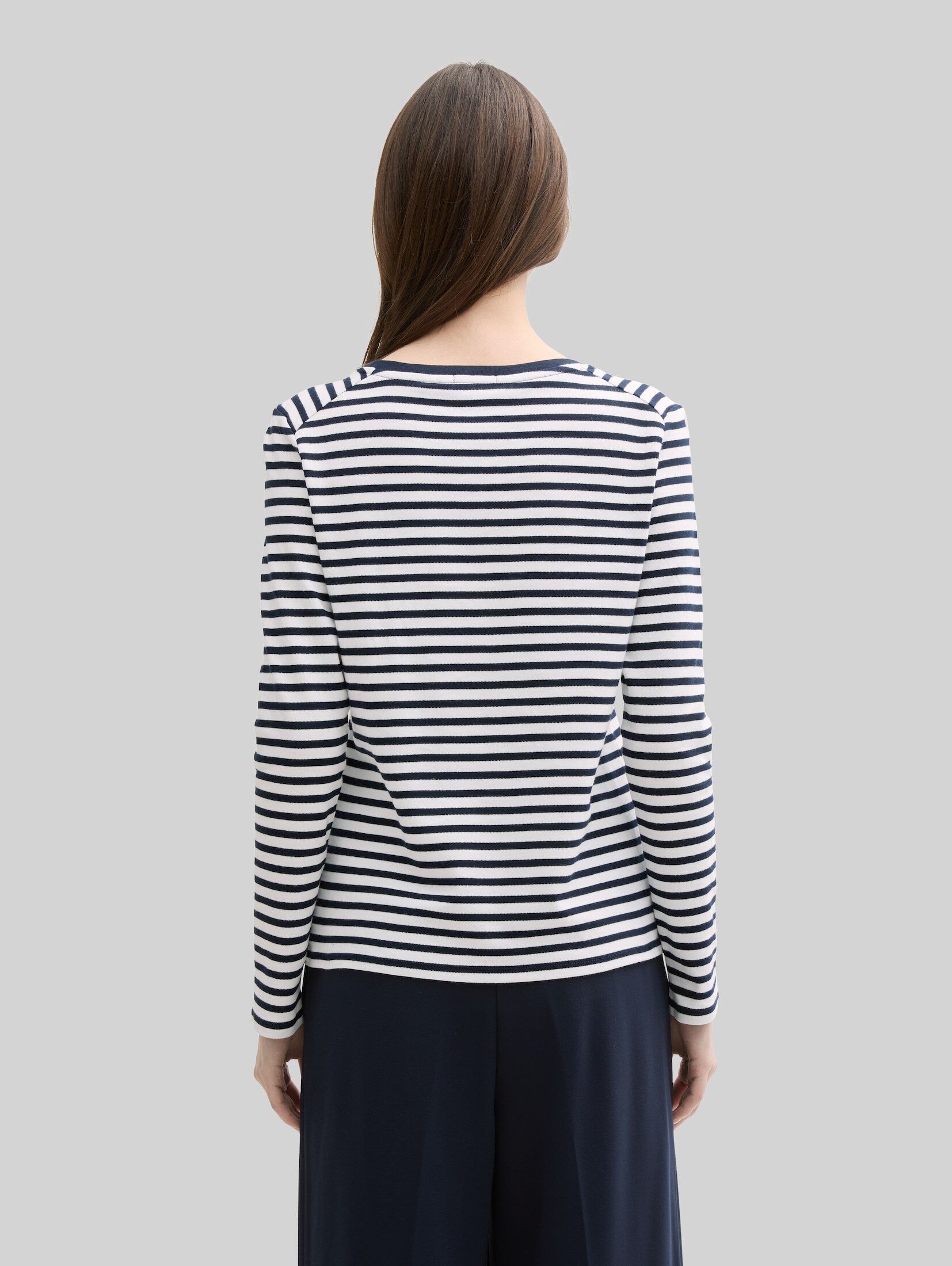 TOM TAILOR Denim Langarmshirt T-Shirt (im Einserpack) Langarmshirt mit Streifenmuster