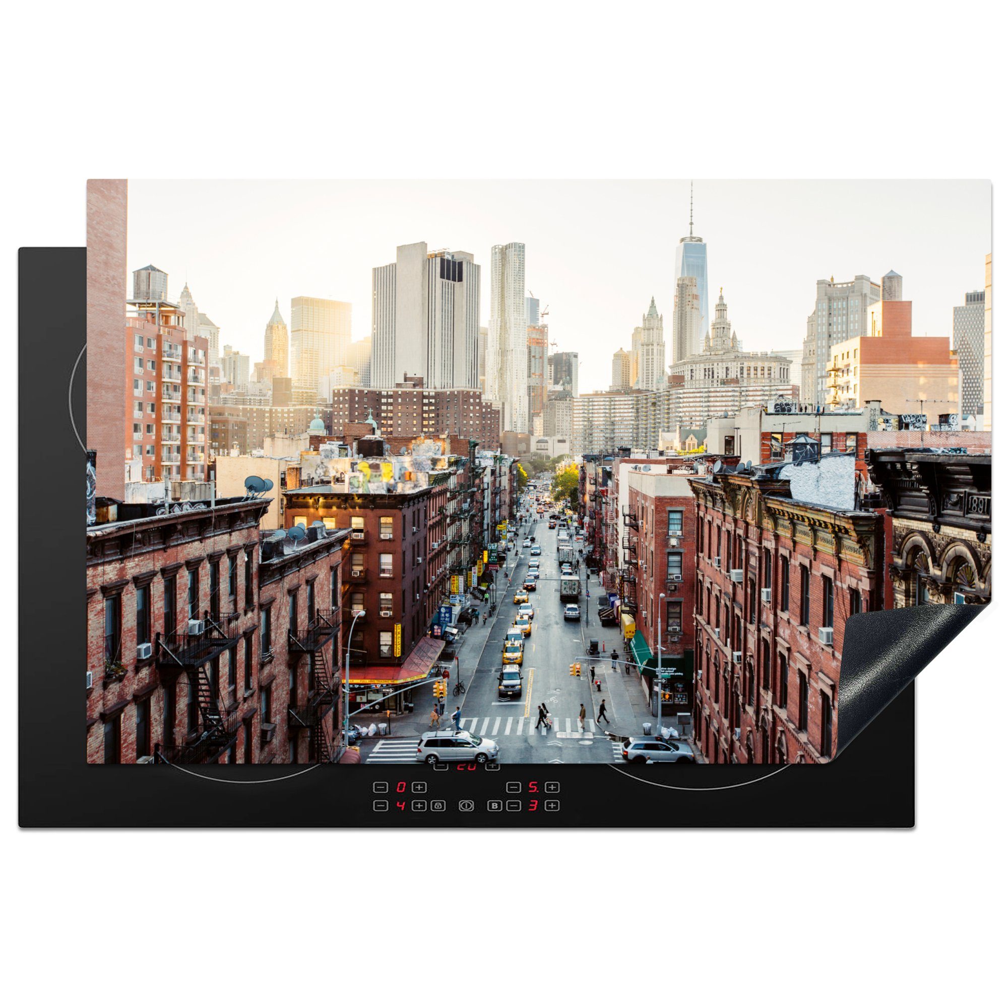 MuchoWow Herdblende-/Abdeckplatte Die Straßen von New York, Vinyl, (1 tlg), 81x52 cm, Induktionskochfeld Schutz für die küche, Ceranfeldabdeckung
