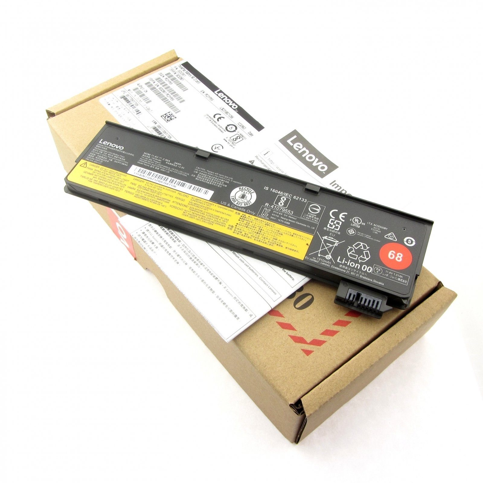 Lenovo Akku Original Typ Battery 68+, 45N1126, 45N1127, 11.4V, 2090mAh Laptop-Akku, 24 Wh, 3 Zellen, Lithium-Ionen (LiIon)